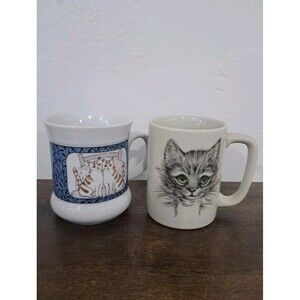 Vtg Lot (2) Coffee Tea Mugs Cats Otagiri Japan Ceramic Cottagecore